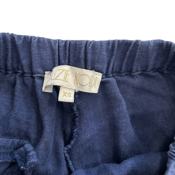 Suzie Kondi Linen Pants Size XS The Delos Pants in 100% Linen Light Blue Gray - Picture 2 of 10